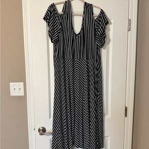 Lane Bryant Striped Black and White High Low Dress